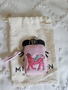 Florence Pouch Charm - Leather Keychain Tiger Embroidery